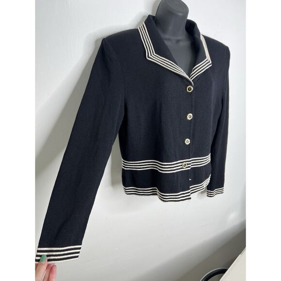 St. John Collection by Marie Gray Womens Black White Sweater Size 12 READ - Picture 4 of 9